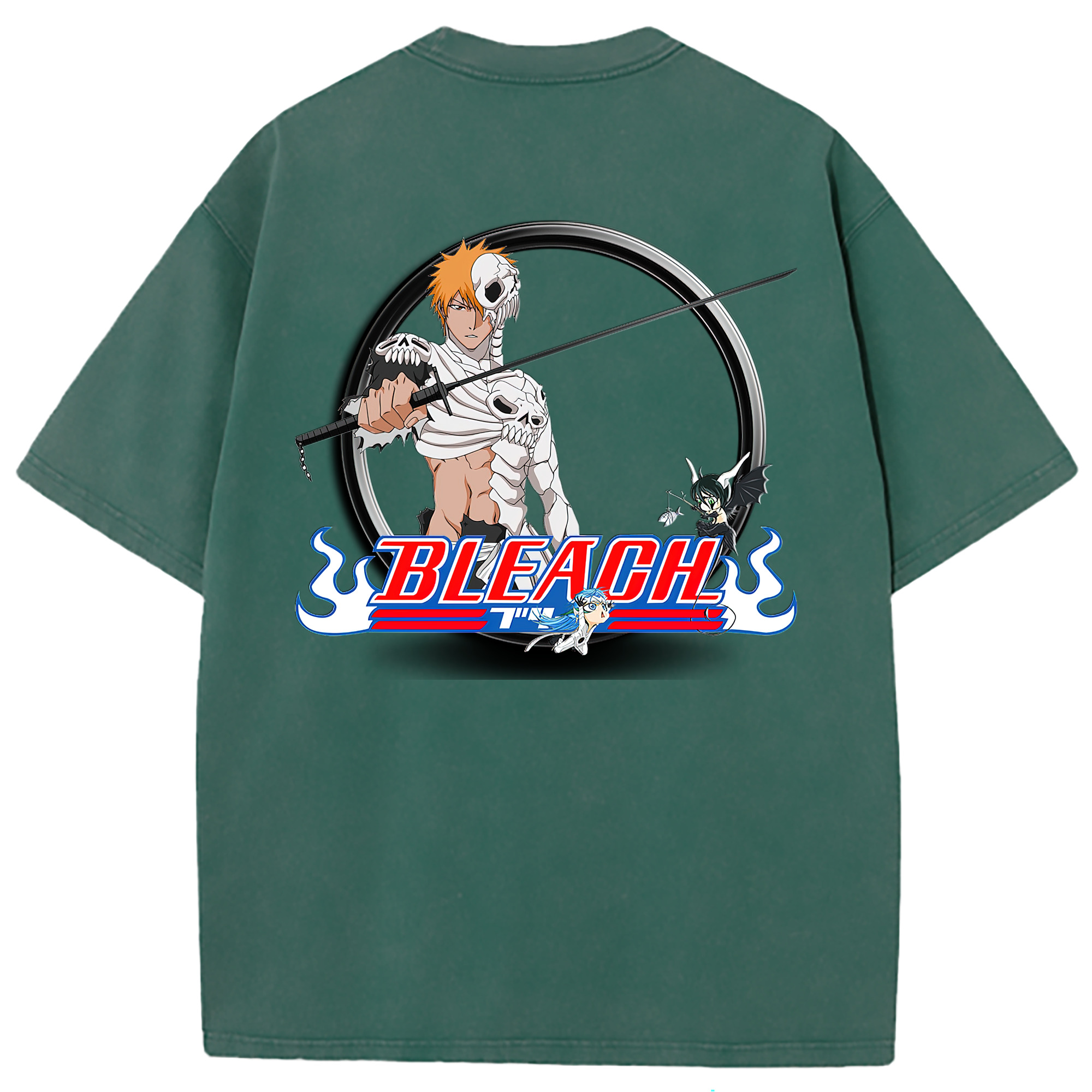（画像用） ブリーチ 黒崎一護（くろさき いちご）BLEACH Kurosaki Ichigo 綿100% ヴィンテージ風 半袖Tシャツ（背面プリント）